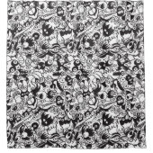 Schwarz-Weiß-beängstigende Monster im Doodart-Stil Duschvorhang (Vorderseite)