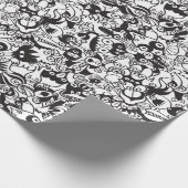 Schwarz-Weiß-beängstigende Monster im Doodart-Stil Geschenkpapier (Ecke)