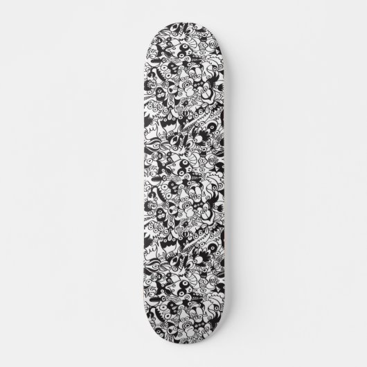 Schwarz-Weiß-beängstigende Monster im Doodart-Stil Skateboard (Vorne)