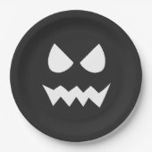Schwarz-Weiß-Beängstigendes Ghost-Halloween-Party Pappteller (Vorderseite)