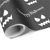 Schwarz/Weiß Beängstigendes Halloween Ghost-Gesich Geschenkpapier (Rolleneckpunkt)