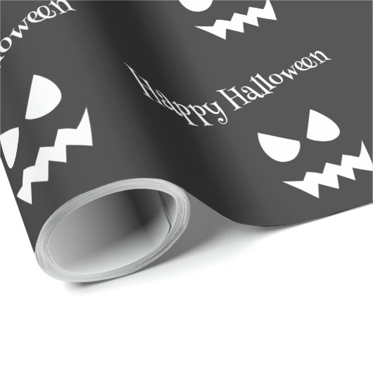 Schwarz/Weiß Beängstigendes Halloween Ghost-Gesich Geschenkpapier (Rolleneckpunkt)