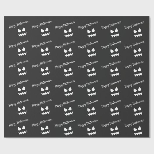 Schwarz/Weiß Beängstigendes Halloween Ghost-Gesich Geschenkpapier (Flach)