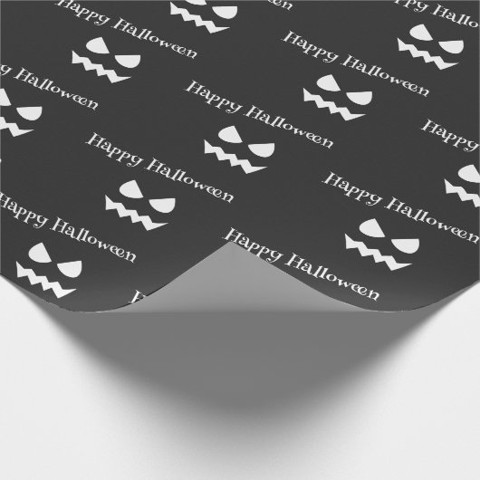 Schwarz/Weiß Beängstigendes Halloween Ghost-Gesich Geschenkpapier (Ecke)