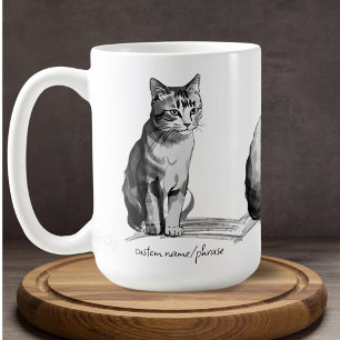 Schwarz-weiß Beautiful Japanese Cats Individuelle Kaffeetasse