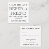 Schwarz-Weiß-Beauty-Salon-Referenzkarte Empfehlungskarte (Vorne/Hinten)