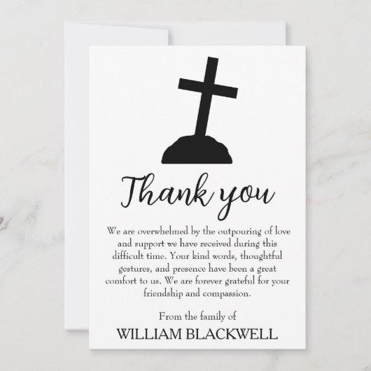 Schwarz-Weiß-Begräbniskarten Einladung (Vorderseite)