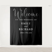 Schwarz-Weiß-Begrüßung - Foto im Hintergrund Wandteppich (Vorderseite)