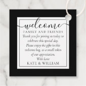 Schwarz-Weiß-Begrüßungsbeutel Geschenkanhänger (Rückseite)