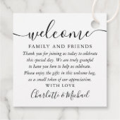 Schwarz-Weiß-Begrüßungsbeutel Geschenkanhänger (Rückseite)