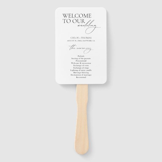 Schwarz-Weiß Begrüßungsprogramm Hand Fan Fächer (Vorderseite)