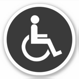 Schwarz-Weiß-Behindertensymbol rund Aufkleber