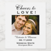 Schwarz-Weiß-Beifall für Liebe Hochzeit Foto Weinetikett (Einzelnes Label)