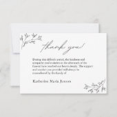 Schwarz-Weiß-Beileid-Beerdigung Dankeskarte (Vorderseite)