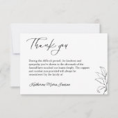 Schwarz-Weiß-Beileid nach Beerdigung Dankeskarte (Vorderseite)