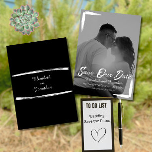 Schwarz-Weiß bemalter Rahmen Vollfoto Hochzeit Save The Date