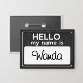 Schwarz Weiß Benutzerdefinierter Name Hallo, mein  Button (Vorderseite/Rückseite)