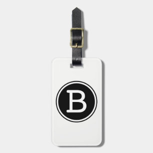 Schwarz-Weiß beringter Kreis-Monogramm Gepäckanhänger