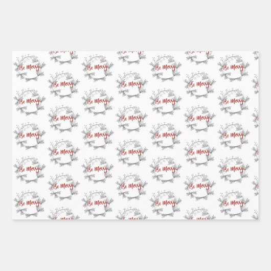 Schwarz-Weiß-Berry| Roter Pinselstrich Geschenkpapier Set (Vorderseite)