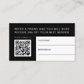 Schwarz-weiß Beruflich 2 in 1 Unternehmen und Empfehlungskarte (Rückseite)