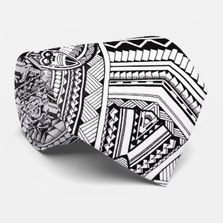 Schwarz-Weiß-Beruflich-Tribal-Tattoo-Muster Krawatte