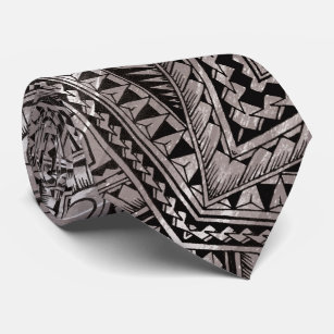 Schwarz-Weiß-Beruflich-Tribal-Tattoo-Muster Krawatte