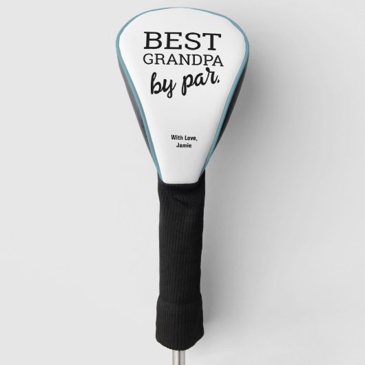 Schwarz Weiß Bester Opa nach Par Personalized Golf Headcover (Vorderseite)