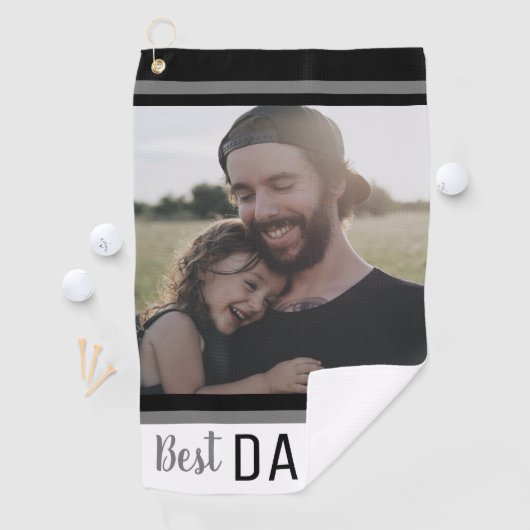 Schwarz-Weiß bester Vater je nach Foto Golfhandtuch (Insitu)