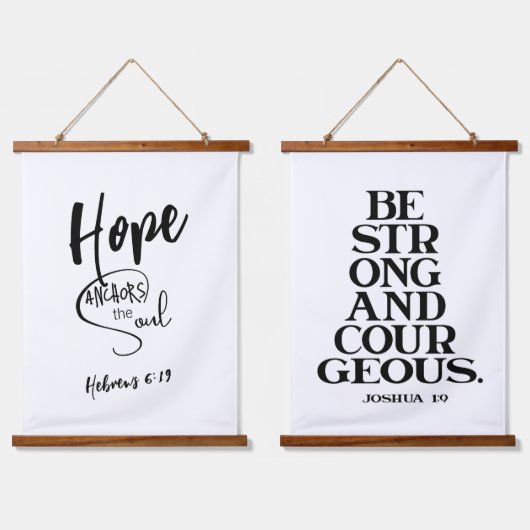 Schwarz-Weiß-Bibelverse-Set von zwei Wandteppich Mit Holzrahmen (Doppelt)