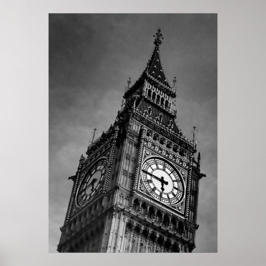 Schwarz & Weiß Big Ben Art Fotografie Poster (Vorne)