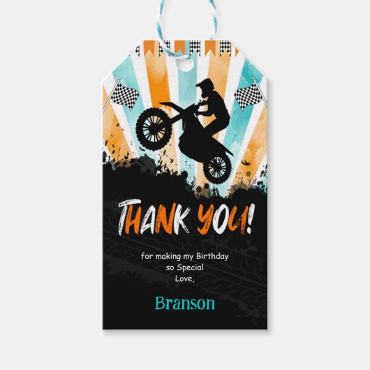 Schwarz-Weiß-Bike-Geschenketiketts Geschenkanhänger (Vorderseite)