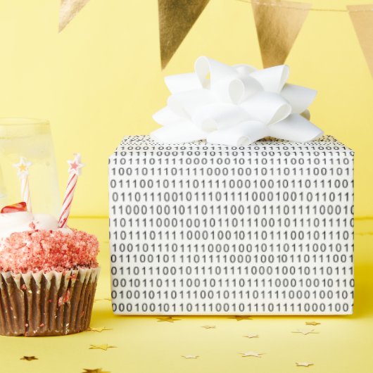 Schwarz Weiß Binärstreifen Geschenkpapier (Geburtstagsparty)