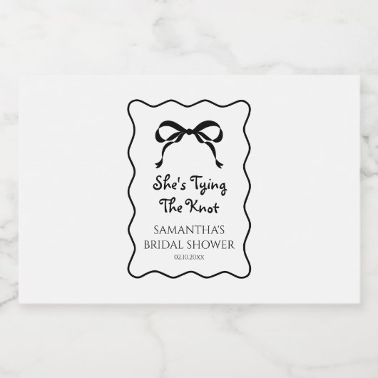 Schwarz-Weiß-Bindung an das Brautparty des Knotens Alkoholflaschenetikett (Einzelnes Label)