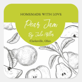 Schwarz-Weiß-Birnen-Marke Quadratischer Aufkleber