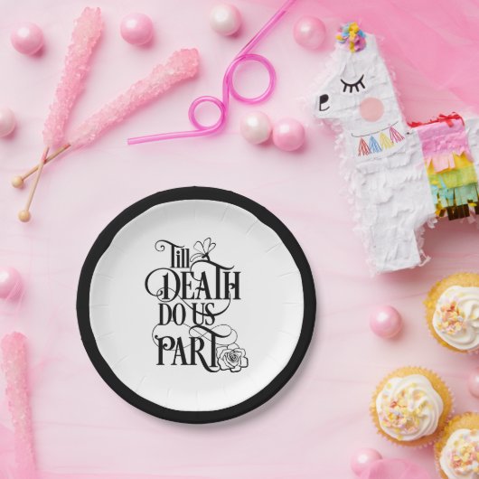 Schwarz-weiß bis Tod tun wir Teilehelichung Pappteller (Party)