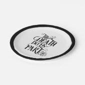 Schwarz-weiß bis Tod tun wir Teilehelichung Pappteller (Schrägansicht)