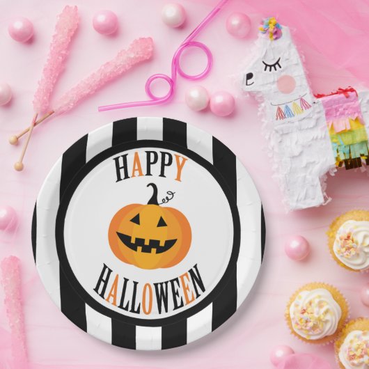 Schwarz-Weiß-Blatt 9" Pappteller (Party)