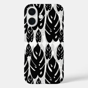 Schwarz-Weiß-Blatt-Design iPhone 16 Hülle