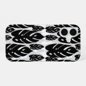 Schwarz-Weiß-Blatt-Design iPhone 16 Hülle (Rückseite (Horizontal))
