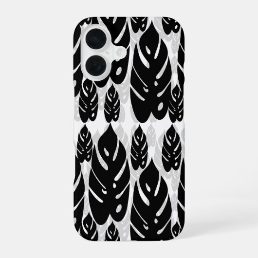Schwarz-Weiß-Blatt-Design iPhone 16 Hülle (Rückseite)