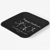 Schwarz-Weiß-Blatt Skeleton-Happy Halloween Pappteller (Gewinkelt)