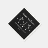 Schwarz-Weiß-Blatt Skeleton-Happy Halloween Serviette (Ecke)