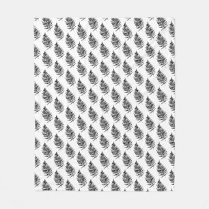 Schwarz-Weiß-Blattdruckmuster Fleecedecke