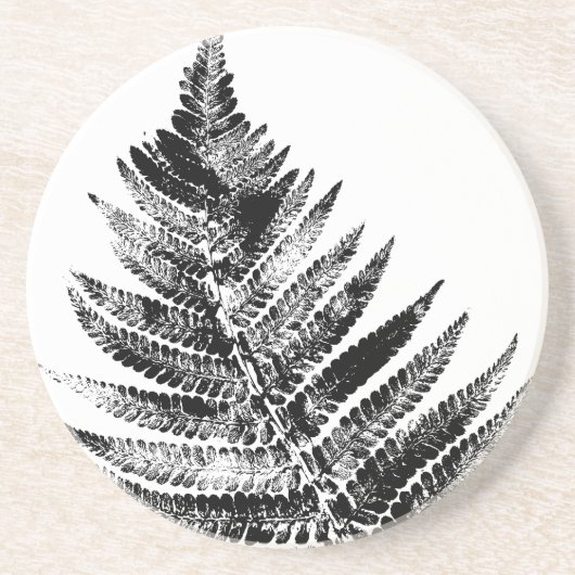 Schwarz-Weiß-Blattdruckrunde Getränkeuntersetzer (Vorne)