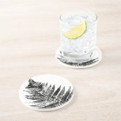 Schwarz-Weiß-Blattdruckrunde Getränkeuntersetzer (Seite)