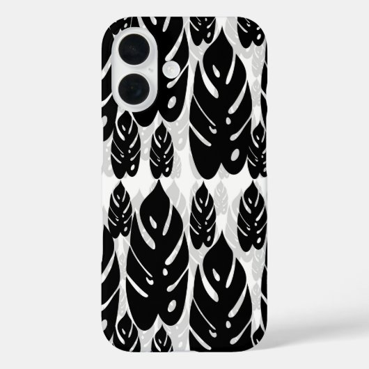 Schwarz-Weiß-Blätter Case-Mate iPhone Hülle (Rückseite)
