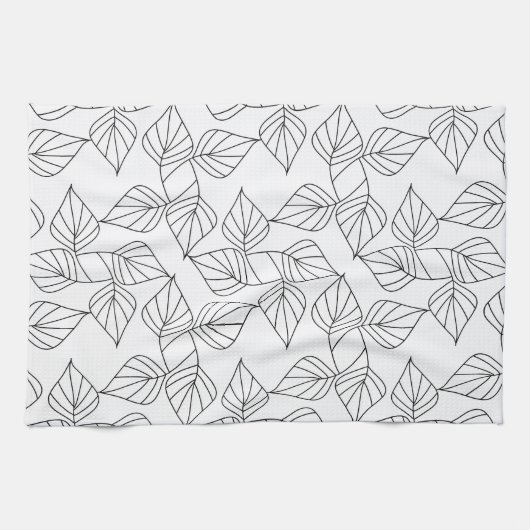 Schwarz-Weiß-Blätter. Geschirrtuch (Horizontal)