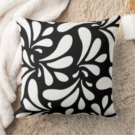 Schwarz-Weiß-Blätter Kunstmuster Kissen