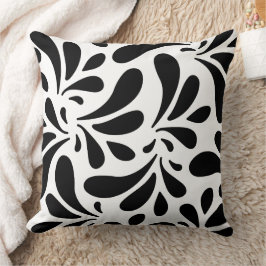 Schwarz-Weiß-Blätter Kunstmuster Kissen