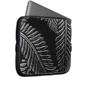 Schwarz-Weiß-Blätter Laptopschutzhülle (Vorne Rechts)